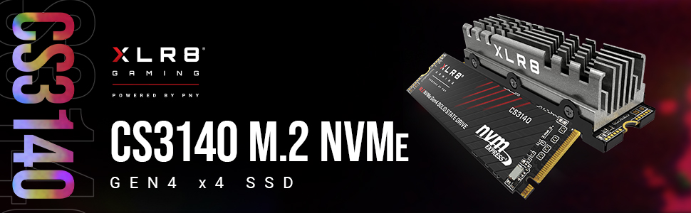 SSD PNY XLR8 CS3140 M.2 NVMe Gen4 x4 1TB - Внутрішній SSD накопичувач, 7500 МБ/с (читання), 5650 МБ/с (запис)