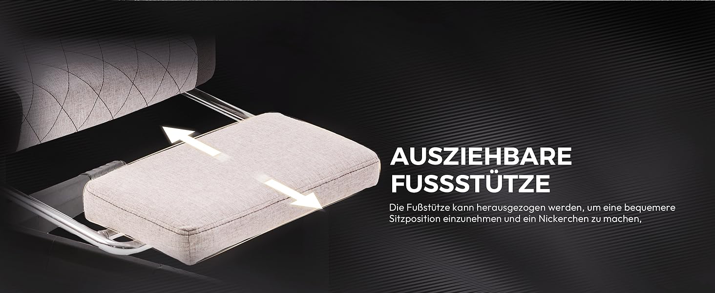 Ігровий крісло Dowinx з тканиною та пружинним сидінням, масажною підтримкою попереку, підніжкою для ніг, ергономічний дизайн, велике та високе, для офісу та ігор, 135 кг, коричневий