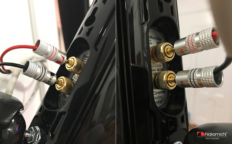 Nakamichi Бананові штекери 24K позолочені 12-18 AWG (4 мм) для акустичних кабелів Hi-Fi, підсилювачів, AV ресиверів - 8 шт (4 пари)