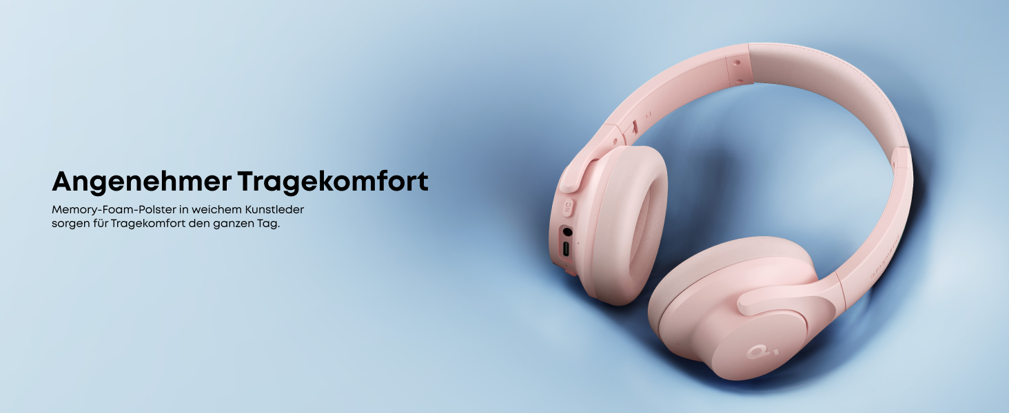 Бездротові навушники-вкладки Soundcore by Anker Q20i з гібридним активним шумозаглушенням (ANC), Hi-Res Audio, 40 годин роботи, керування через додаток, Рожеві (Відновлені)