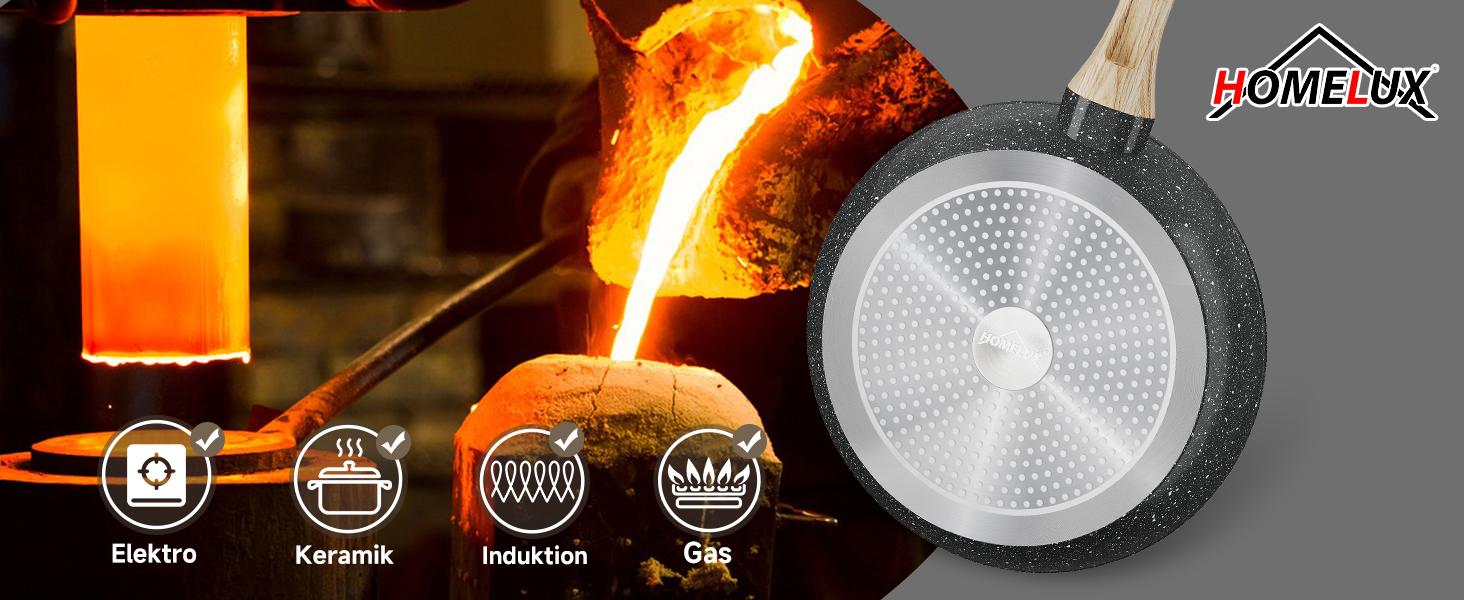 Набір посуду HOMELUX Induktion: 12 предметів, алюміній, антипригарне покриття, посуд з кришкою, без PFOA та PFOS, для індукційних плит