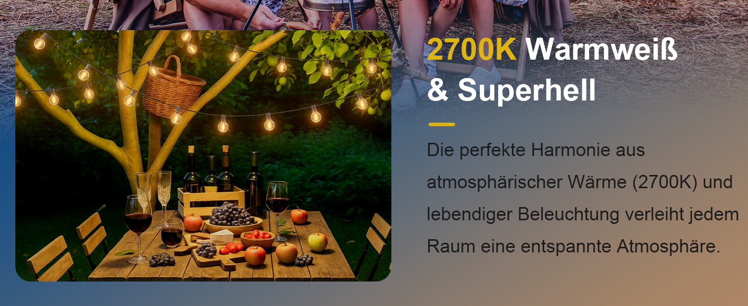 LED гірлянда Yuusei 60м з 100+4 лампочки (тепле світло), IP45, для дому та саду