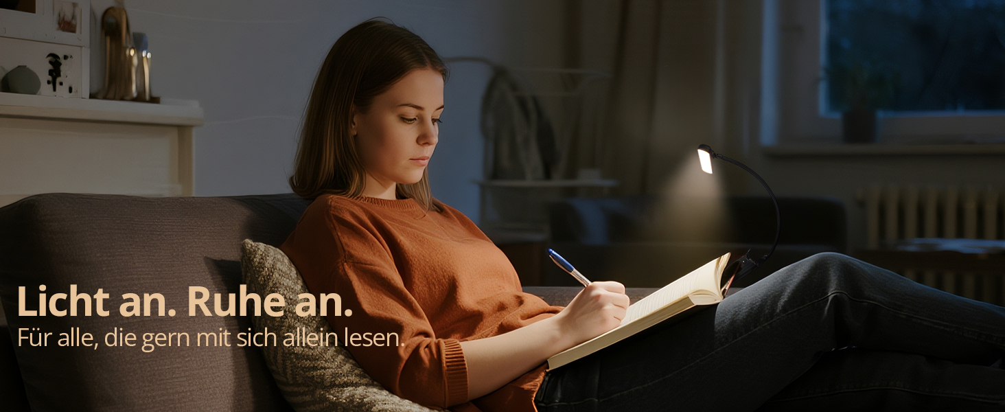 LED лампа для читання з кріпленням, 24 світлодіоди, регульована яскравість, 3 режими температури кольору, USB-C, гнучкий поворот на 360°, захист очей, для дорослих та дітей