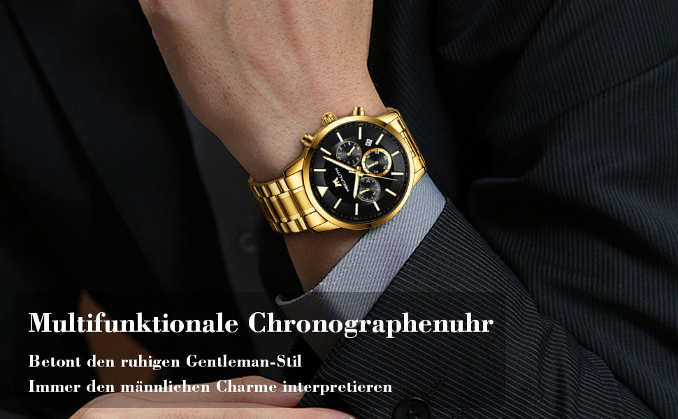 Чоловічий годинник MEGALITH з нержавіючої сталі, хронограф, водонепроникний: велике циферблат, дата, стильний подарунок для чоловіків (8345 Silver)