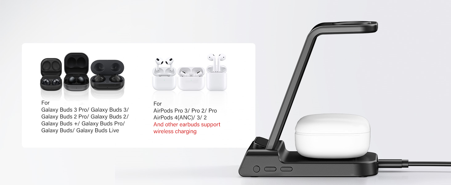 Бездротова зарядка 3-в-1 для Samsung Galaxy S25 Ultra, Watch 8/Ultra/7/6, Buds 3/3 Pro. Підтримка моделей S25/S24/S23, Z Flip 7/Fold 6