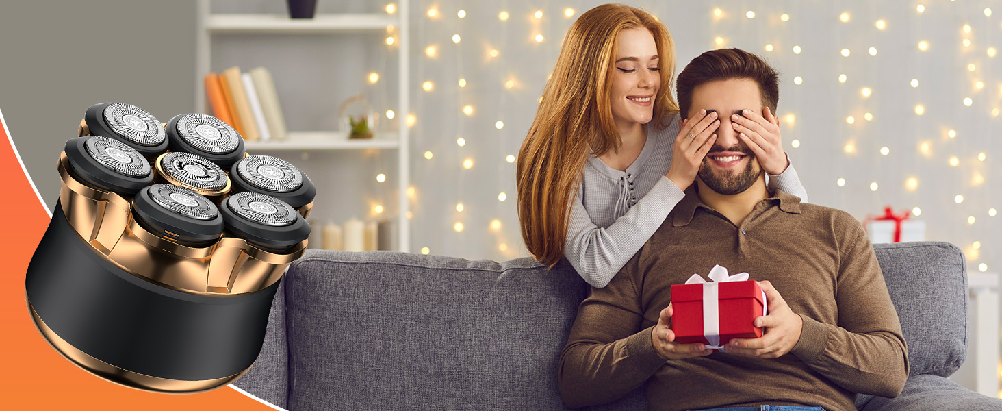 Електрична бритва чоловіча 7D Glatzen з плаваючою головкою, LED-дисплеєм, 2 режимами, Type-C зарядка, водонепроникна, акумулятор 120 хв, золотий колір