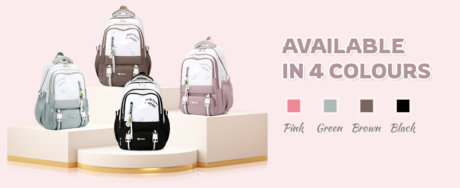 Шкільний рюкзак для підлітка, 36L, для дівчаток 3-9 клас, великий стильний рюкзак для ноутбука 16 дюймів, чорний, підходить для візка