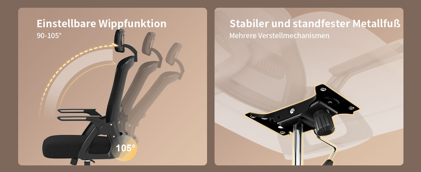 Офісний стіл Naspiro Ergonomic, регульований по висоті, поворотний крісло з дихаючою спинкою з сітки, відкидні підлокітники на 90° та поперекова підтримка, високощільна піна для дому/офісу (Чорний-1, з підголівником)