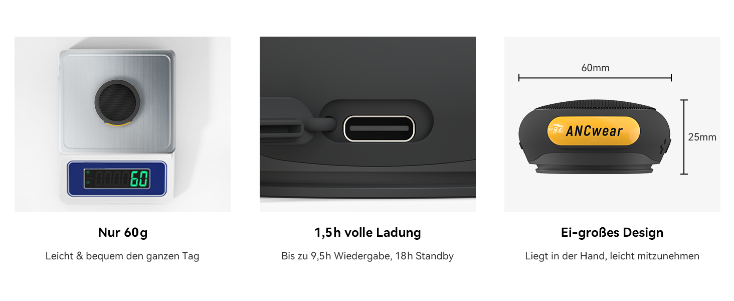 Портативна Bluetooth-колонка ANCwear з мікрофоном, на зап'ясті, білий шум (17 звуків), водонепроникна, для бігу, трекінгу та outdoor спорту, чорна