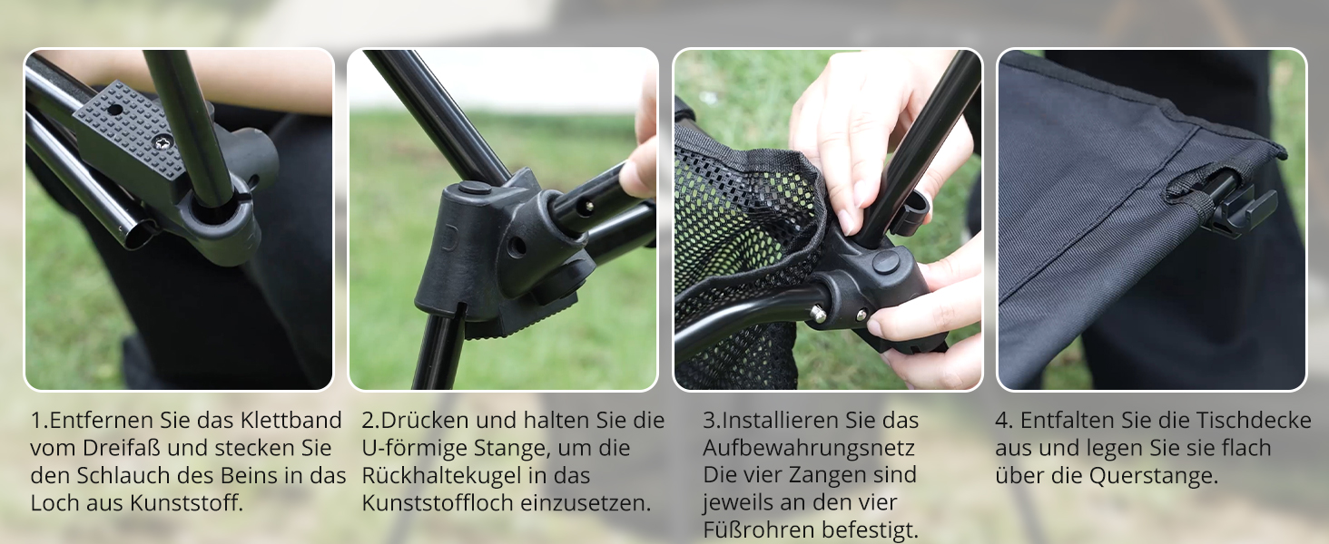 FUNYKICH Складаний туристичний стіл для кемпінгу 82 x 40 см, регулювання висоти (44/70 см), легка збірка, портативний стіл з сітчастою кишенею, алюмінієва розкладна стільниця для барбекю, кемпінгу, вечірки, саду (тканинна стільниця - 59 x 43 x 51 см)