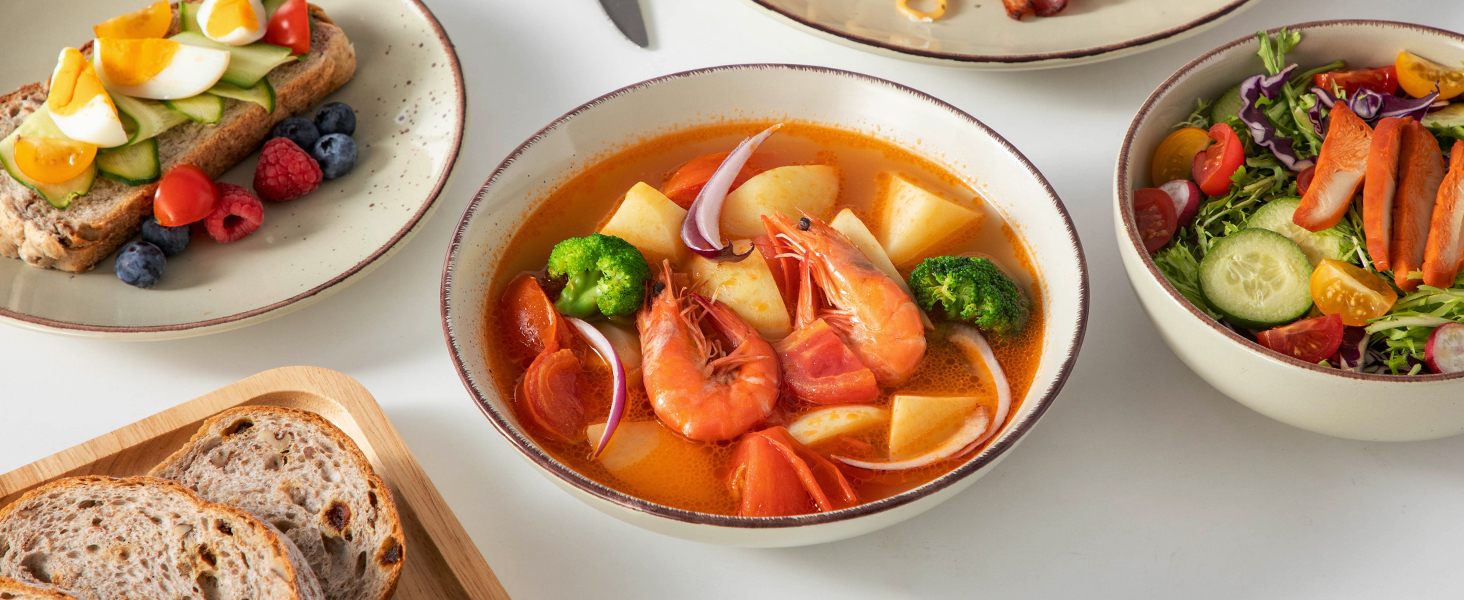 Набір керамічного посуду Vancasso NAVIA (24 частини) для 4 осіб, бежевий, набір посуду з тарілок, салатників та мисок