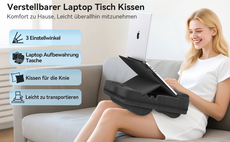Підставка для ноутбука з регулюванням кута нахилу, подушка для ноутбука на диван, підставка для ноутбука до 16