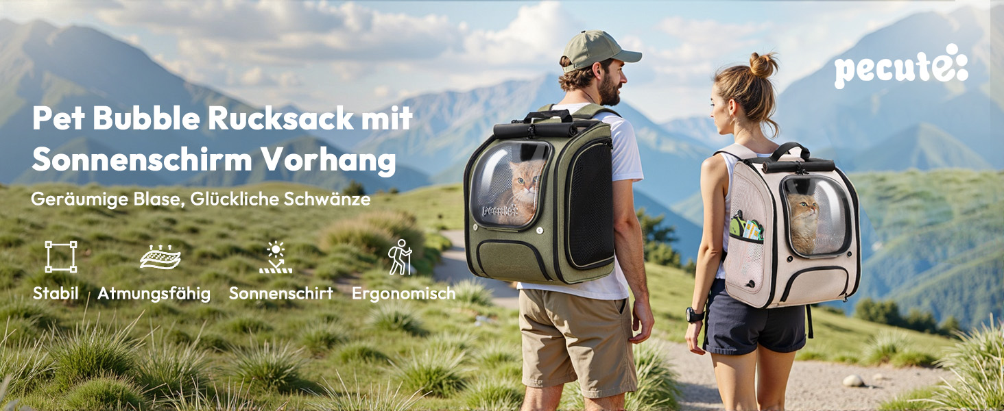 Рюкзак для кота Pecute з вікном-бульбашкою, переноска для тварин, сірий (42x32x26 см)