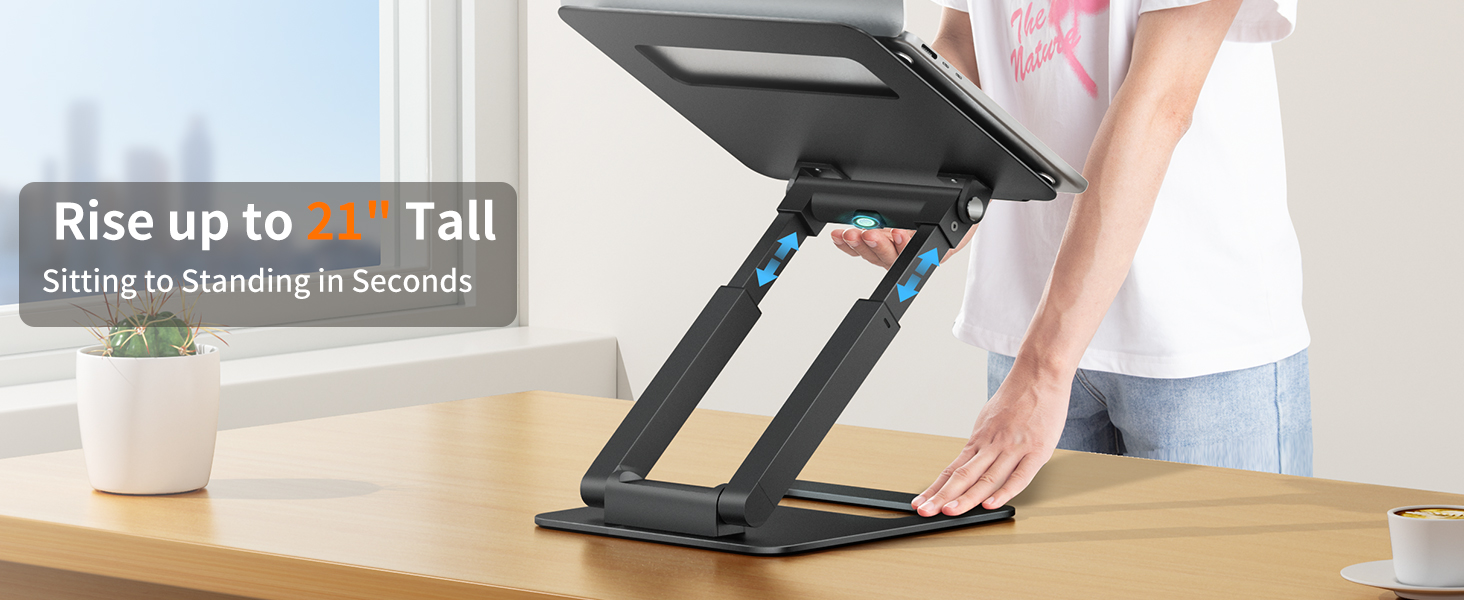 Adjustable Laptop Stand for Desk - Telescopic & Ergonomic Design - Fits 10-17 inch Laptops (Black)