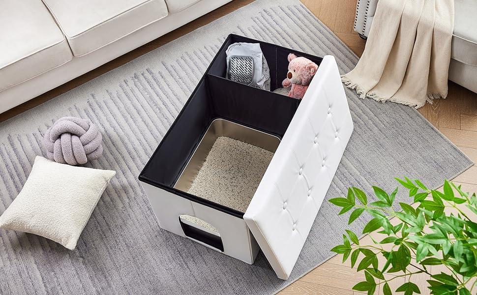 Шафа для котячого туалету MEEXPAWS XL, біла – прихований туалет для кішки, комод-сидіння для кота, котячий туалетний шафа