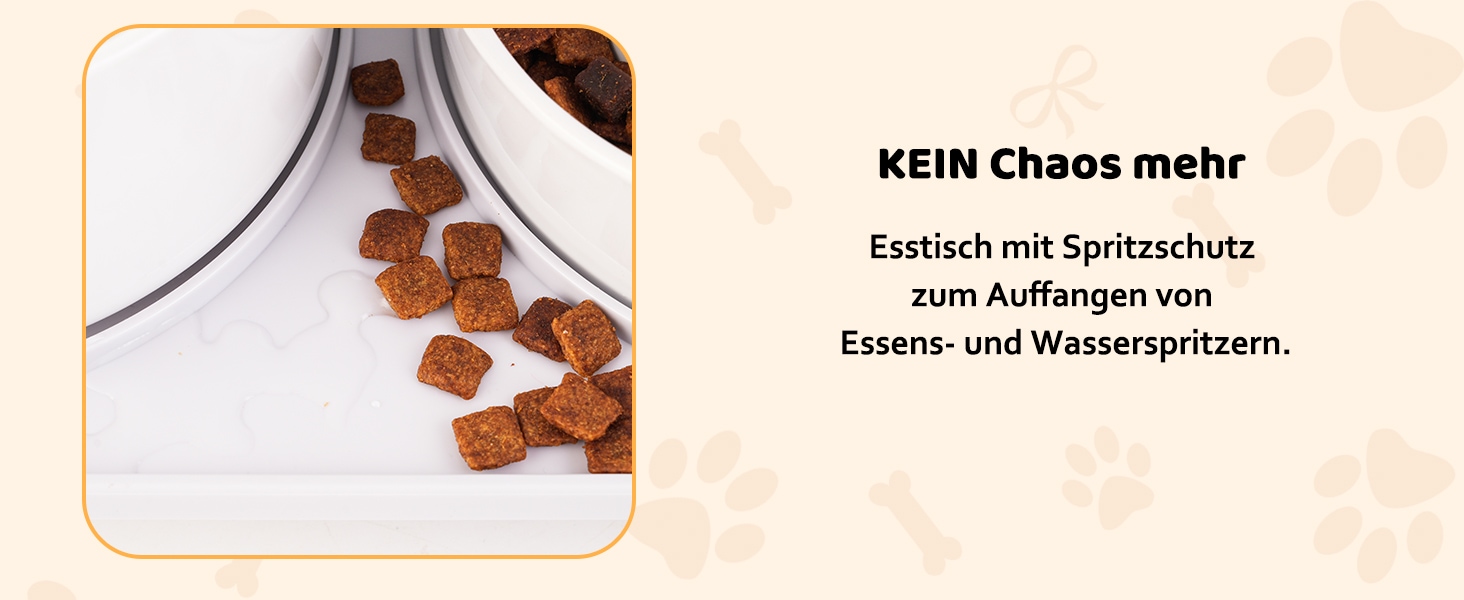 Набір мисок для собак з кераміки, піднятий на платформі: миска для повільного годування, набір з двох мисок для маленьких та середніх собак, годівниця та поїлка з антиковзним підставкою, колір - білий