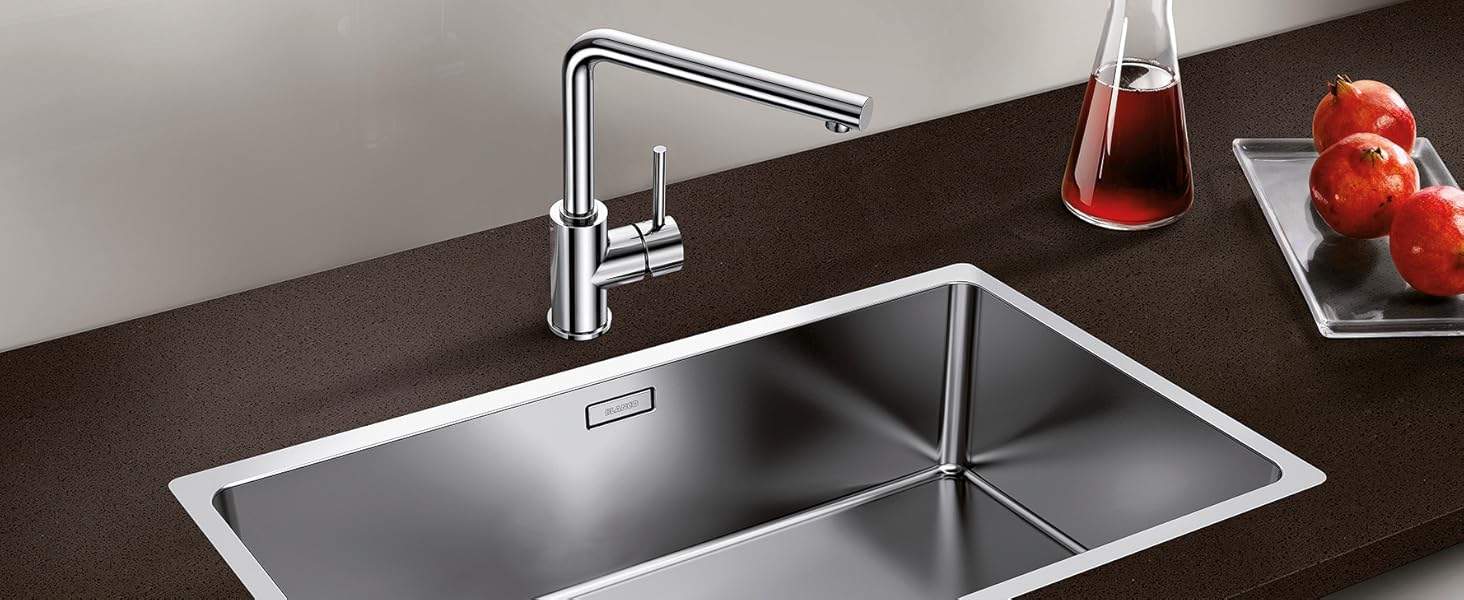 Змішувач кухонний BLANCO MILA хром | Високий тиск | Захист від зворотного потоку | Керамічний картридж | Захист якості води та економія води | Розміри: 10,5x25,5x27 см | Вивід - трубка