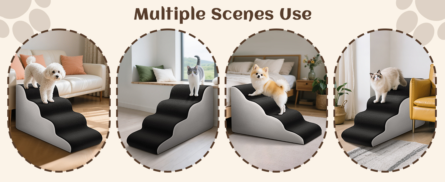 Східці для собак та котів JUOIFIP, 4 сходинки, для маленьких порід, чорного кольору, миючий, антиковзкий