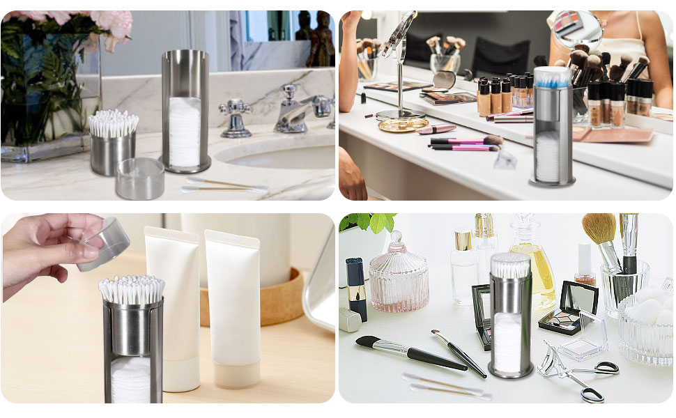 Спондисер для ватних дисків з кришкою, тримач для ватних паличок, контейнер для вати, органайзер для косметики з нержавіючої сталі