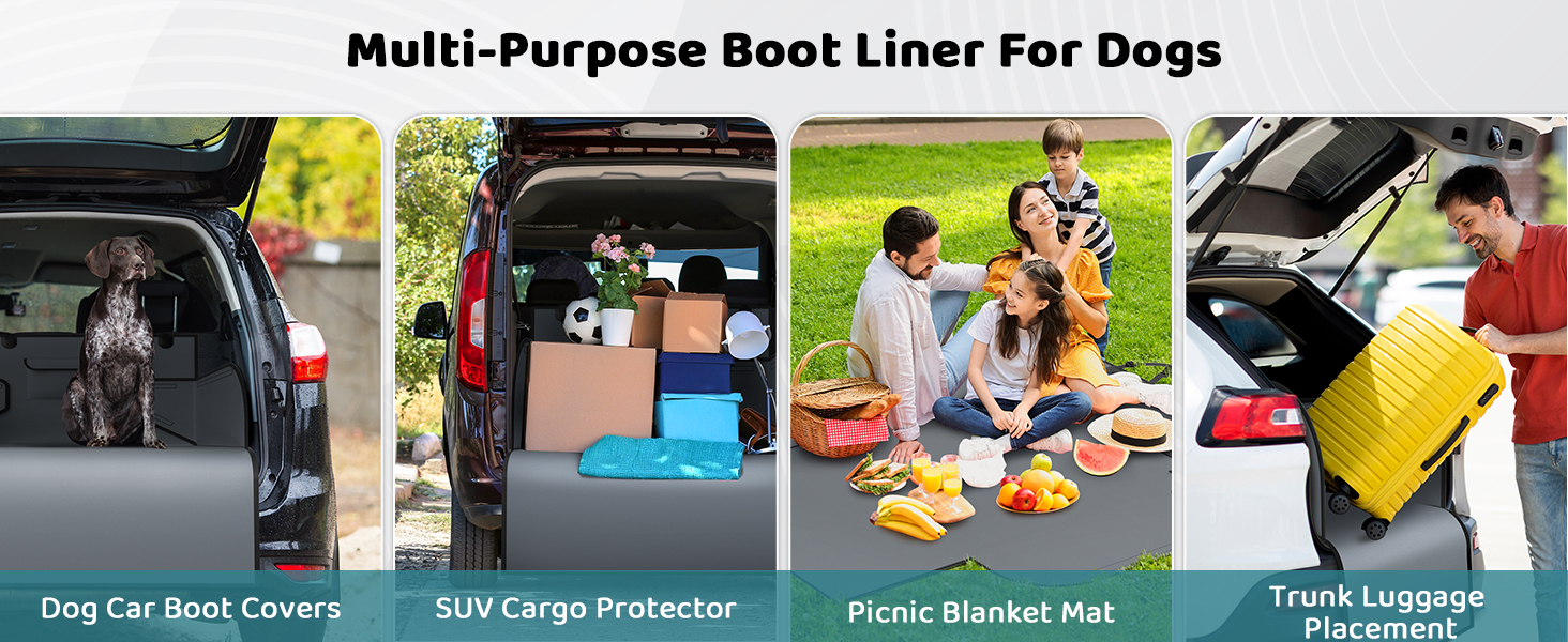 Захист для багажника автомобіля для собак KYG: універсальний, водовідштовхувальний, стійкий до зносу, з бічними захистами. Розмір: 185x105x38 см (сірий)