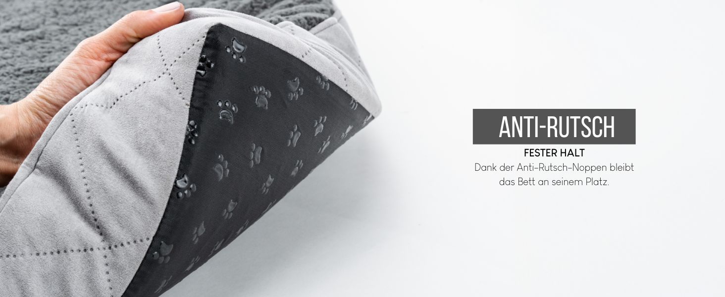 Ортопедичне ліжко для собак Lionto, 60x40x8 см, з м'яким плюшем, знімний та пральний чохол, водовідштовхувальне, для собак та котів, сірого кольору