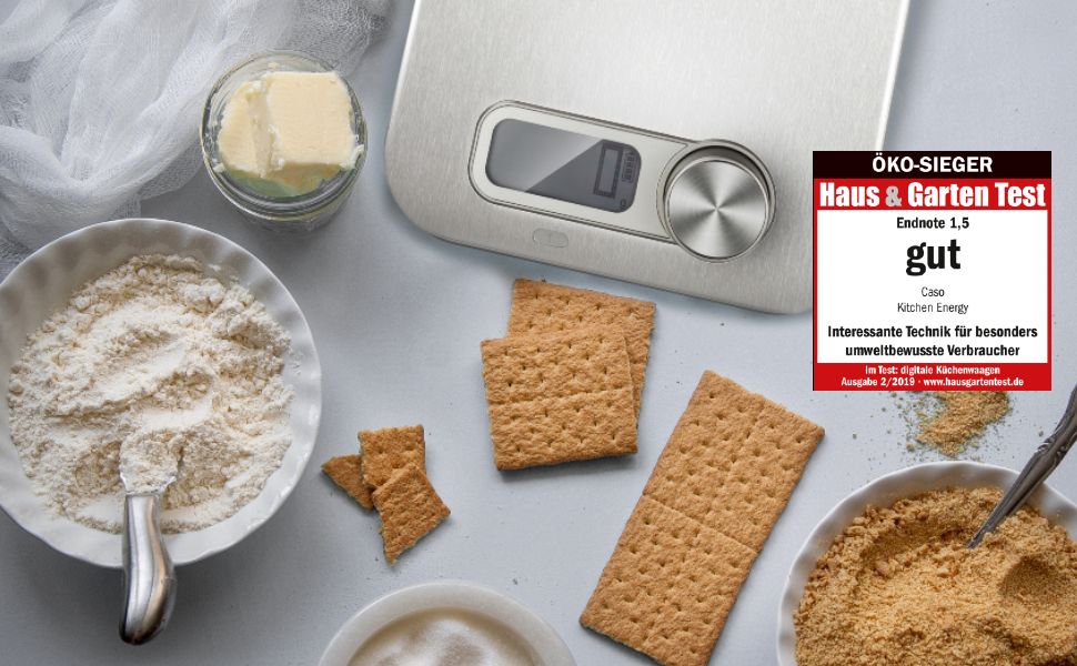 CASO Kinetic Kitchen Scale - Battery-Free, 5kg Capacity, 1g Increments - Testsieger