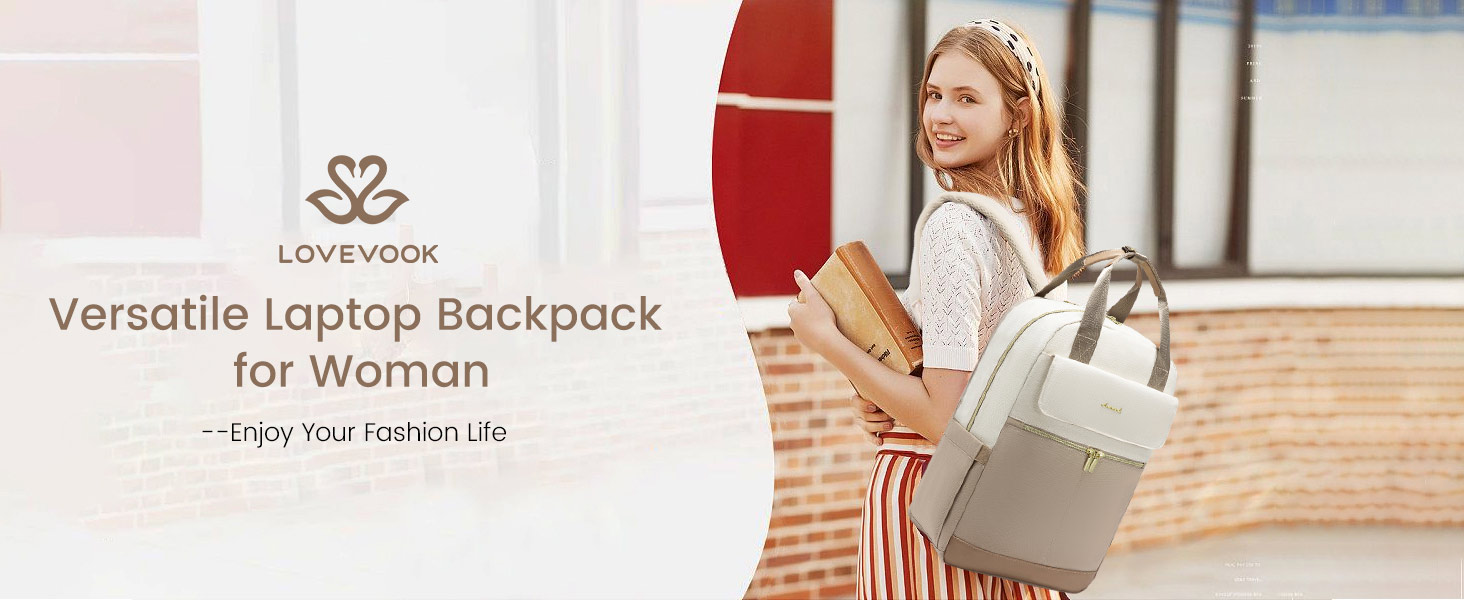 LOVEVOOK Рюкзак для жінок, 15.6 дюймів, рюкзак для школи, підліток, дівчина з відділенням для ноутбука, водонепроникний, міський, туристичний, щоденний, елегантний рюкзак для подорожей, школи, роботи (15.6 дюймів, Бежево-оливковий)