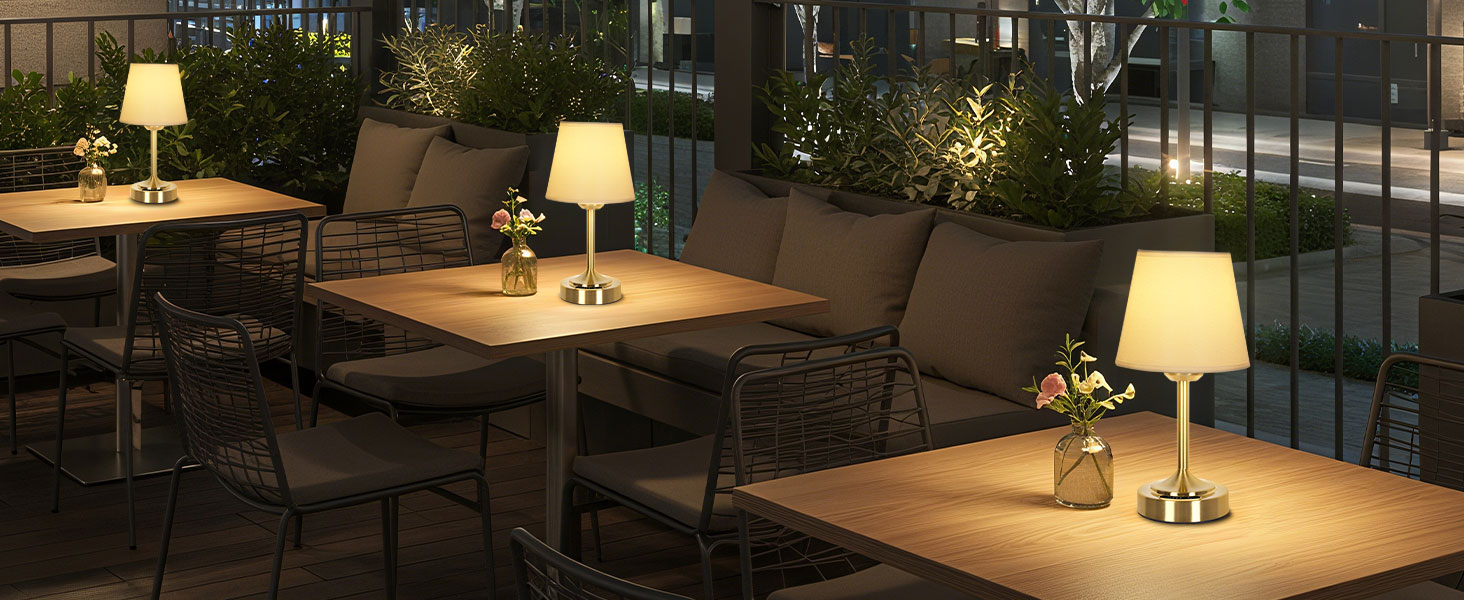 Акумуляторна LED настільна лампа OUTON з зарядкою та димером, 3 кольори світла, 4000mAh, до 60 год роботи, золота - 1 шт.