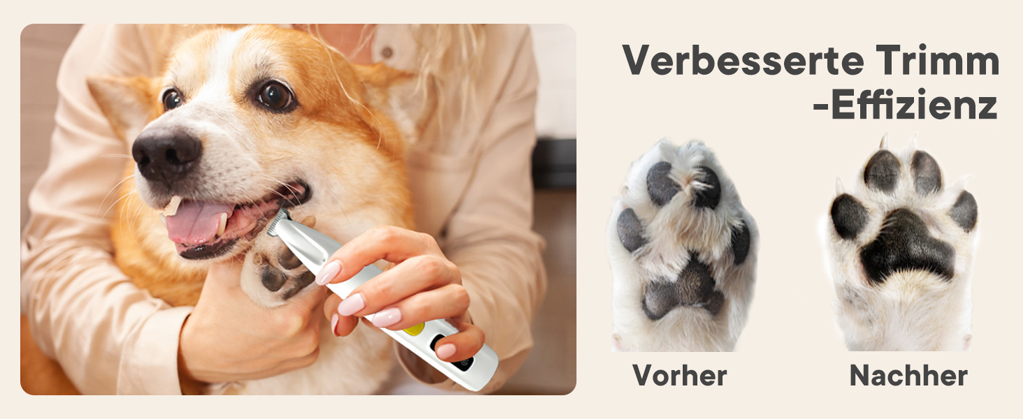 Триммер для собак та котів Pfotentrimmer з LED-підсвічуванням – 18 мм, тихий (35 dB), водонепроникний, акумуляторний – для лап, вух, обличчя та хвоста (білий)