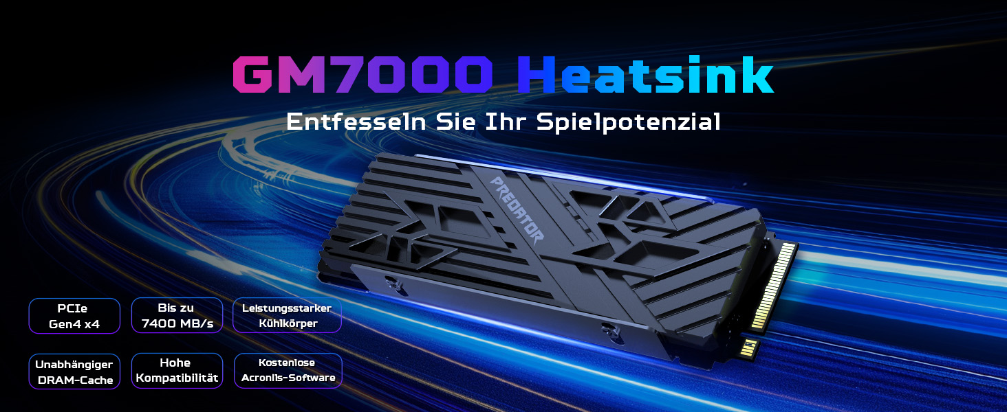 SSD Acer Predator GM7000 1TB NVMe PCIe Gen4 з DRAM Cache - для ПК, ноутбука, PS5