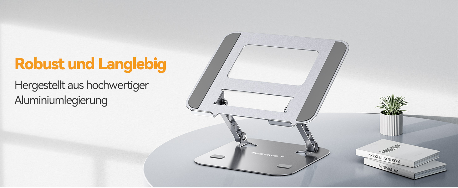 Підставка для ноутбука TECKNET регульована по висоті, ергономічна, складна, з вентиляцією, сумісна з 11-17.3 дюймами, для MacBook та планшетів (срібна)