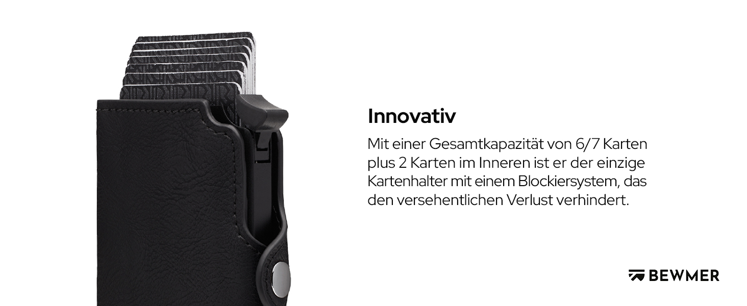 BEWMER Преміум картхолдер для кредитних карток | Смарт-портмоне для жінок та чоловіків з RFID захистом від копіювання | Шкіряне картхолдер-гаманець сірого кольору