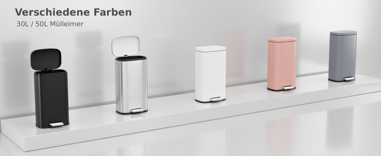 Відро для сміття LIFERUN 30л з кришкою, з м'яким закриттям, сталеве, з внутрішнім відром, для кухні, ванної кімнати, офісу, чорне