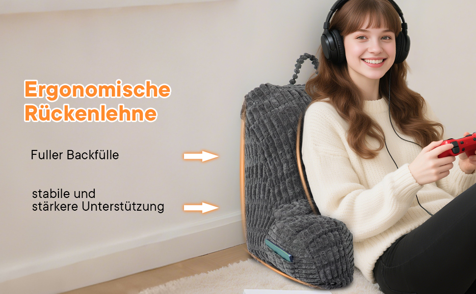 Підлогове крісло-мішок з підтримкою спини для читання, відпочинку та перегляду телевізора, підходить для дорослих