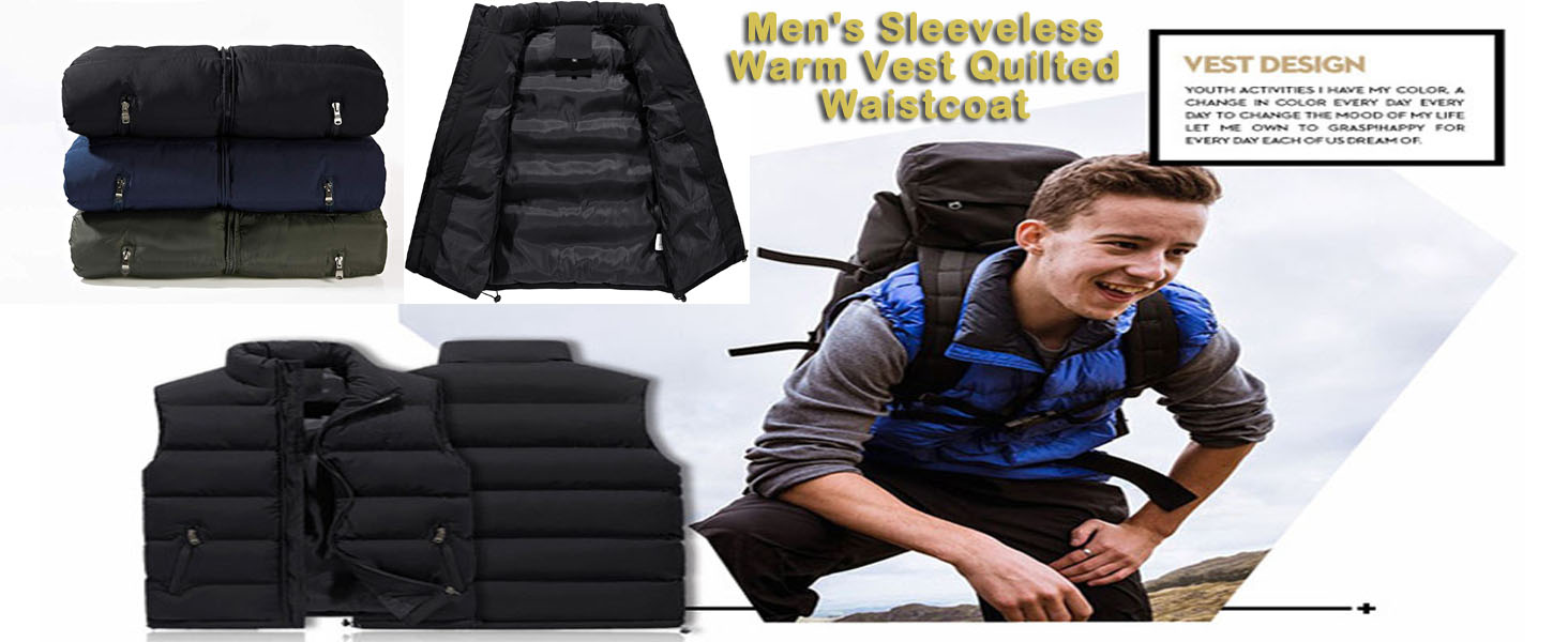 Чоловіча степкова жилетка ASKSA з коміром-стійкою, без рукавів, Slim fit, для активного відпочинку, чорна