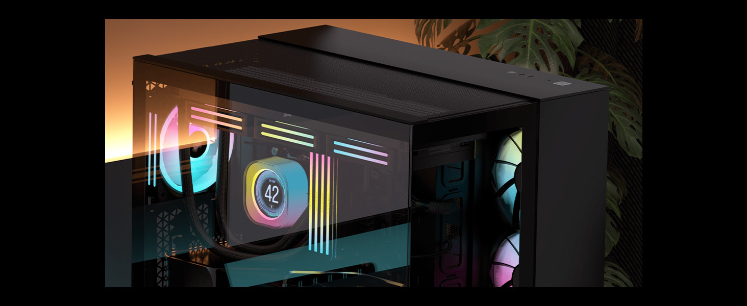 Корпус ПК CORSAIR 2500X mATX з двокамерним дизайном, чорний/горіх, сумісний з платами зворотного підключення, велика гнучкість охолодження, з загартованим склом