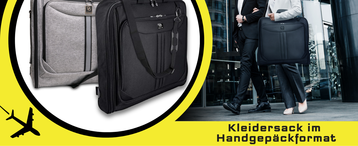 Дорожній чохол для костюмів Kleidersack Luxe Grijs на 3 костюми, з плечовим ременем та кишенями, ручна поклажа для подорожей і відряджень