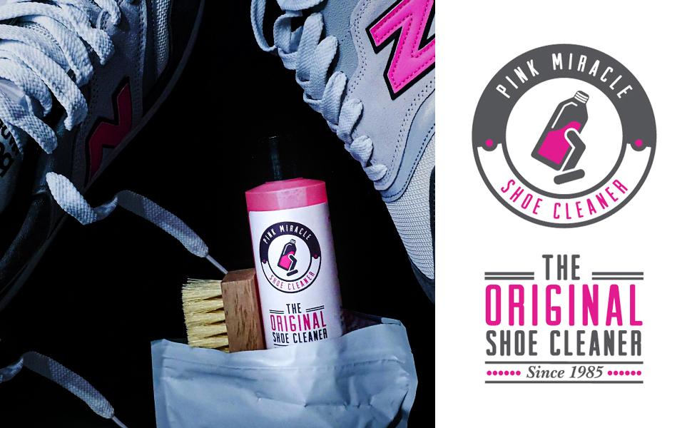 Засіб для чищення взуття Pink Miracle, 227 г – універсальний очисник для шкіри, текстилю, нубуку, кросівок, чобіт, сандалів, домашнього та автомобільного використання з щіткою