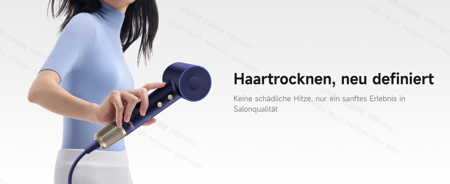 Фен Laifen з магнітною насадкою, 200 млн негативних іонів, 110 000 об/хв, швидке сушіння, Swift Premium, кобальтово-синій