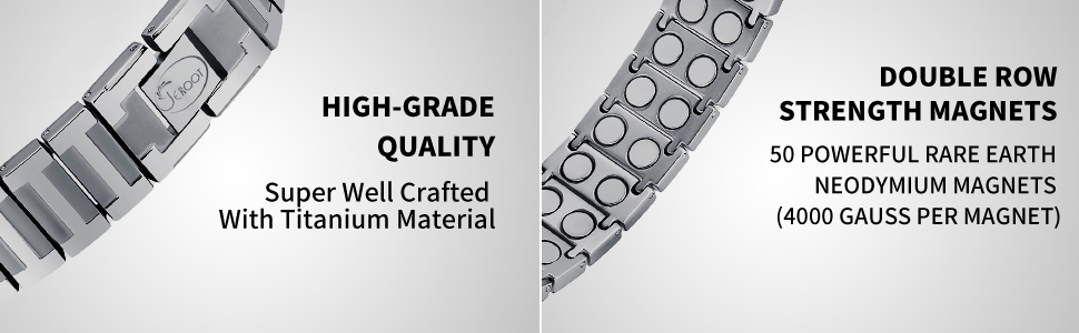 Браслет на магнітній застібці JEROOT для чоловіків з чистого титану, чорний