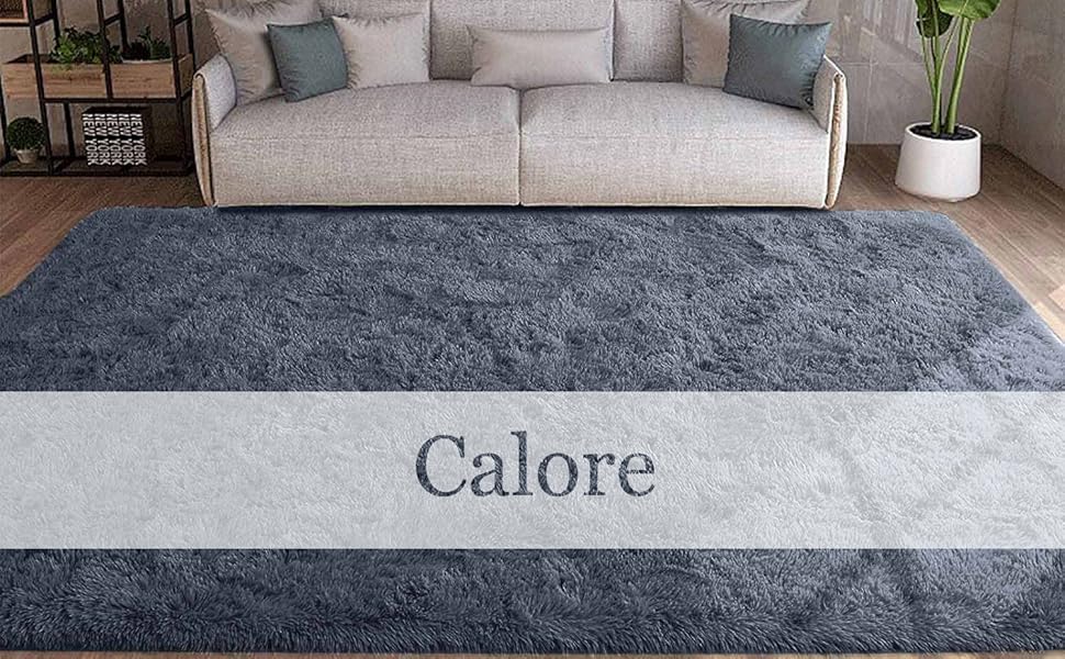 Пухнастий килим для спальні Calore з високим ворсом, 80x120 см, білий. Антиковзаюча підкладка, для вітальні, сумісний з пральною машиною