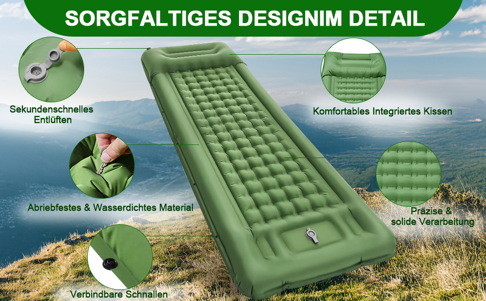 Саморозгортальний килимок Isomatte 12 см, з подушкою для кемпінгу, надувна повітряна матрацна, легкий, компактний, з насосом для відпочинку на природі, походів, намету, пляжу