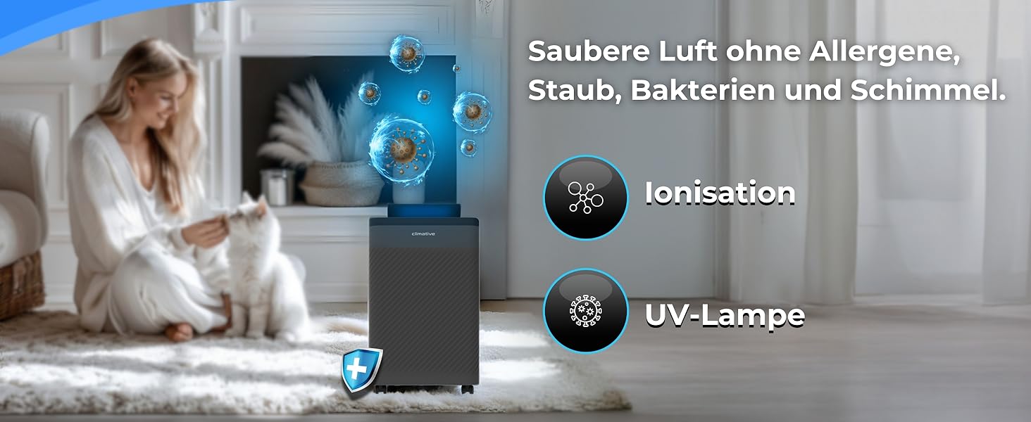 Електричний осушувач повітря Climative ION 12L/24h з Wi-Fi та очищувачем повітря для дому, квартири, ванної кімнати. Осушувач повітря для захисту від вологи та плісняви до 20м² (Nexi 24)