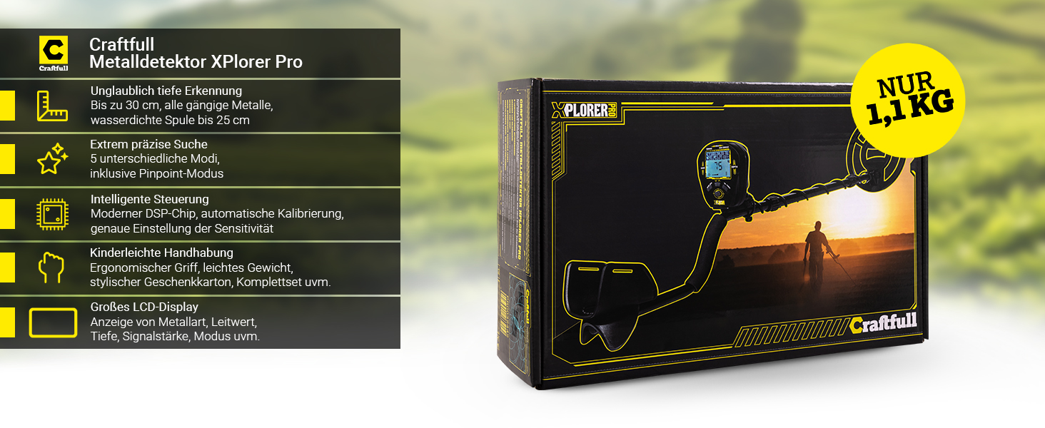 Металодетектор Craftfull | Набір металошукача для дітей та дорослих | Водонепроникний мультідетектор | Пошук золота та скарбів