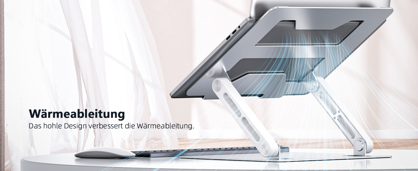 Adjustable Laptop Stand for Desk - 360° Rotating Base, Ergonomic Riser for MacBook Pro/Air, HP, Dell, Lenovo (10-17 inch)