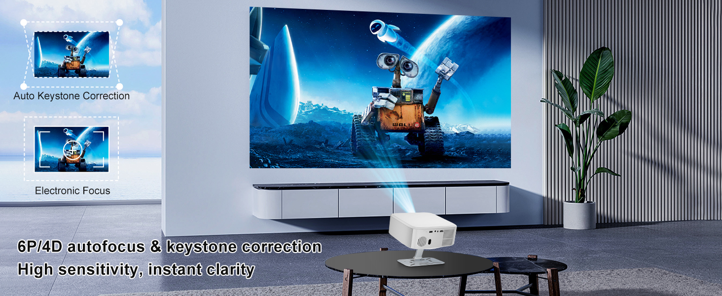 Проектор Salange P92Max ST: 4K, Android 13, WiFi, Bluetooth 5.2, Netflix, YouTube, Prime Video, Автофокус, Корекція траєкторії зображення