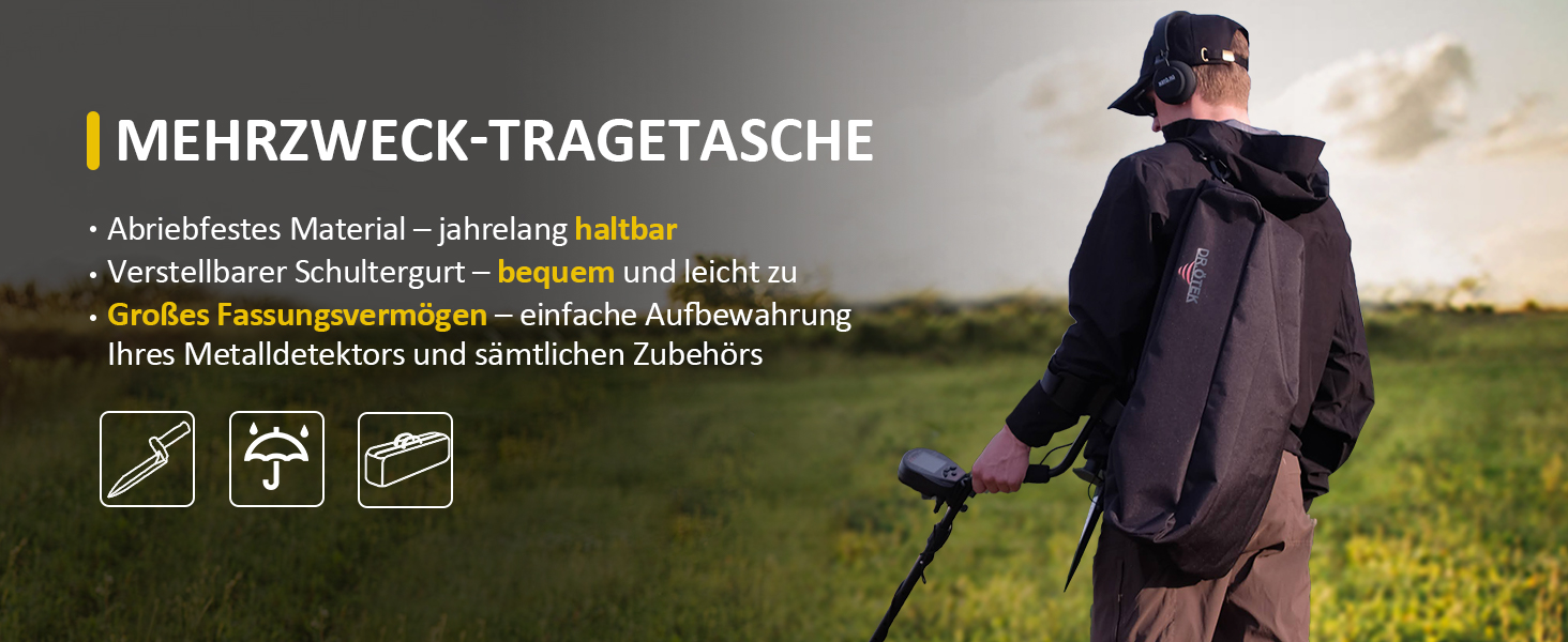 Металодетектор DR.ÖTEK Profi Set: легкий, для дітей та дорослих, з точним визначенням місця знахідки, режимами пам'яті та водонепроникною котушкою, 5 режимів, висока точність, комплект з лопаткою