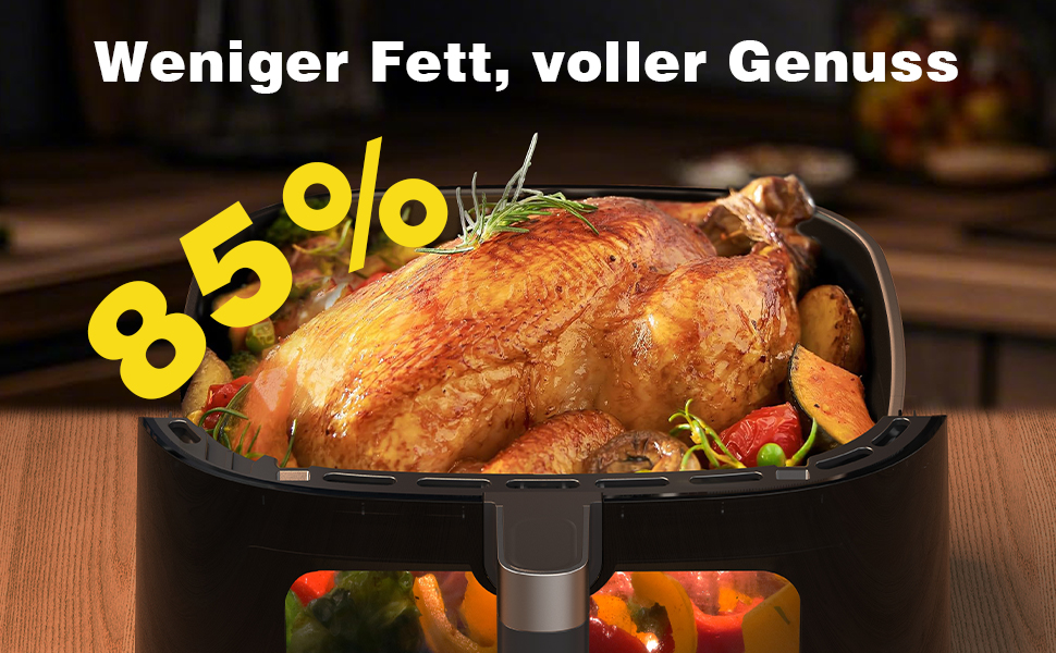 Аерофритюрниця XXL 9л Heißluftfritteuse - 2350W, 9 програм, LED дисплей, підтримання тепла, металевий внутрішній контейнер