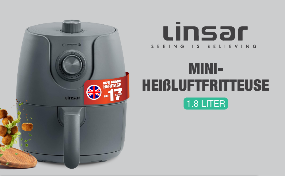 Фритюрниця без олії Mini 1.8L з таймером та підігрівом - 1200 Вт (Сірий)