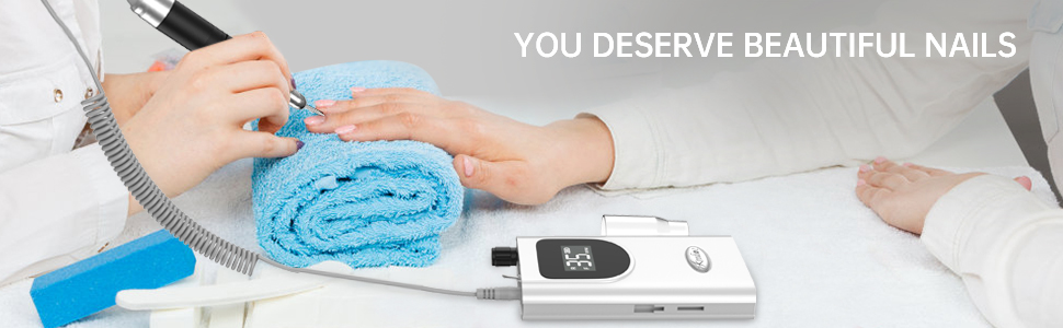 Електрична нігтьова пилка Kredioo для гелю та акрилу з LED-дисплеєм та 6 насадками